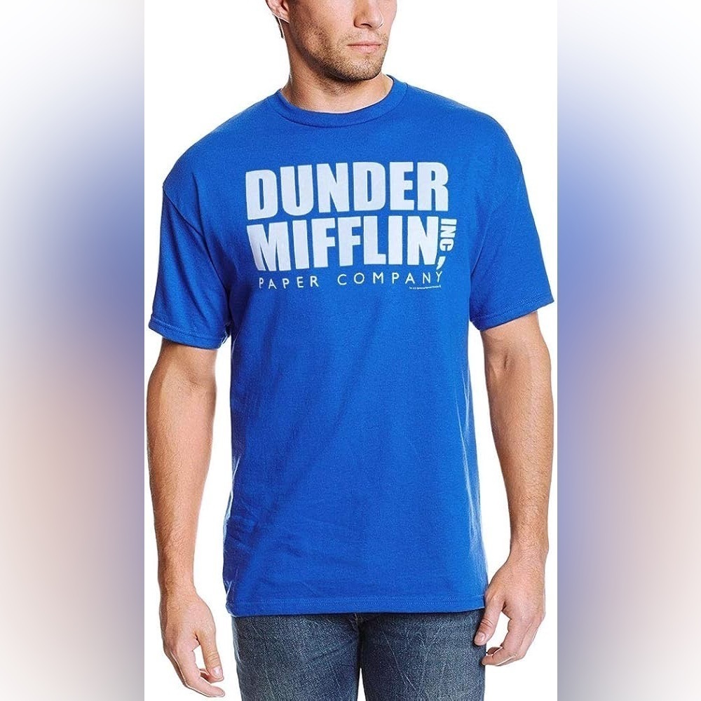 The Office Men’s Dunder Mifflin Crewneck Tee in Blue Size XL